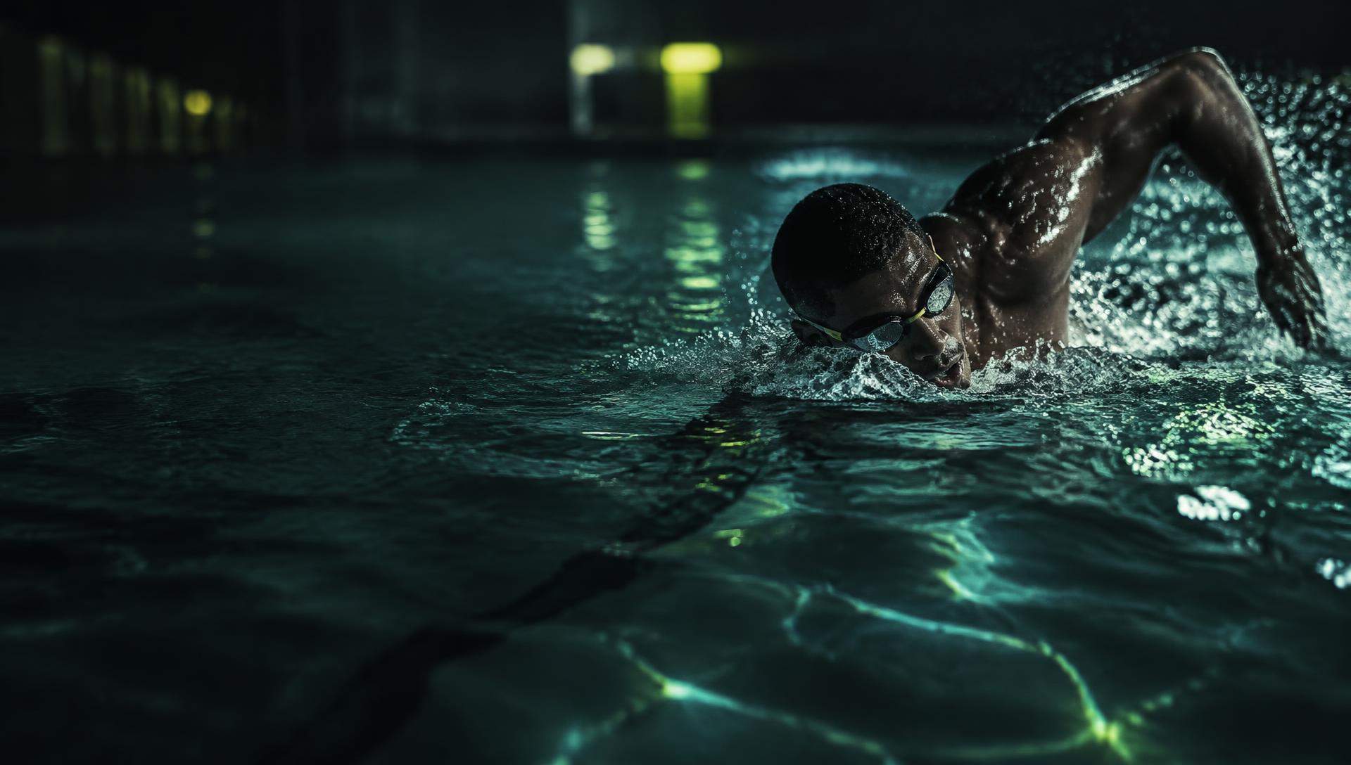 Nadador em estilo livre na piscina